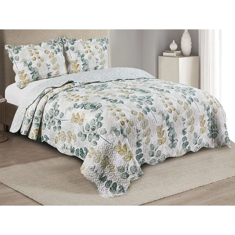 Colcha Cobre Leito Dupla Face Queen 3pç - Patchwork Tropical