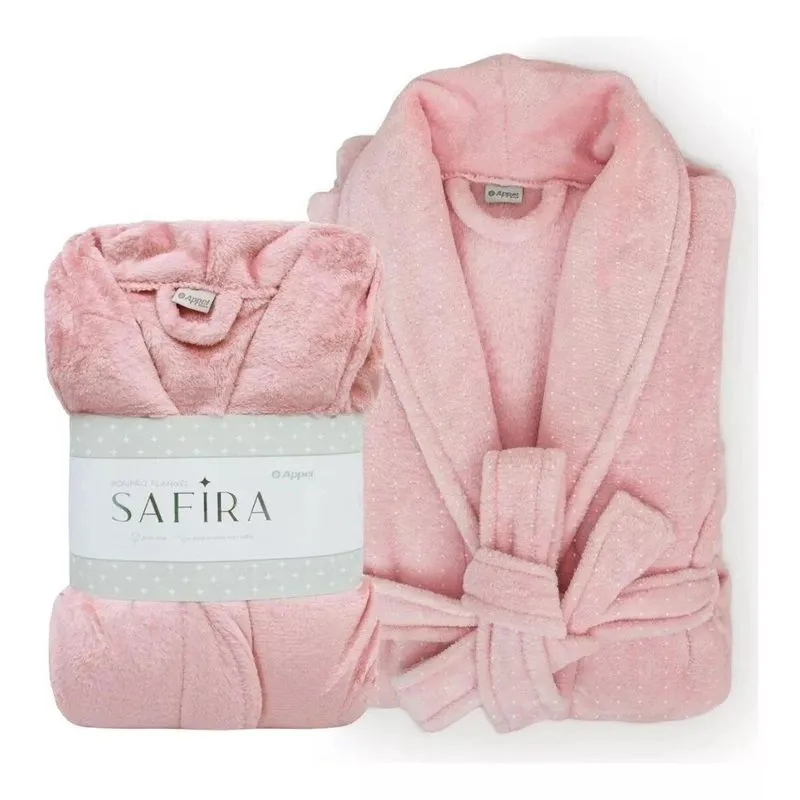 Roupão Microfibra Flannel - Adulto M - Safira Blush