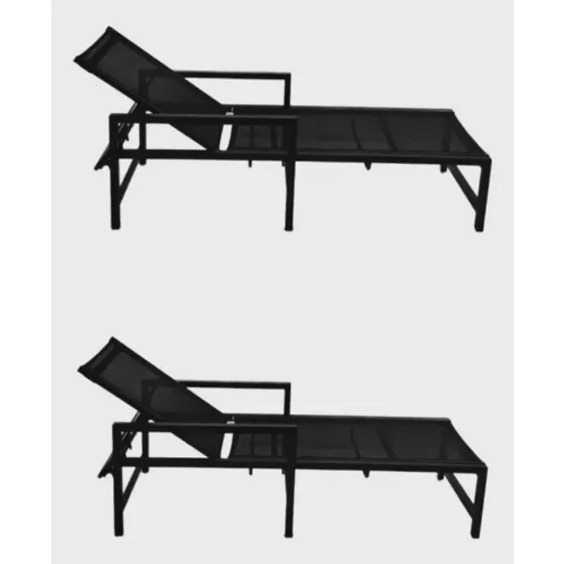 Kit 2 Espreguiçadeiras Camilla Alumínio Tela Sling Cor Preto