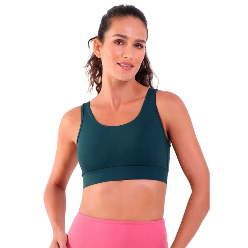Top Fitness Compress Com Bojo e Decote V nas Costas - verde-bonsai - P