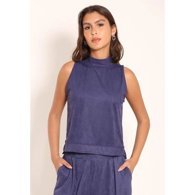 Regata Feminina Básica Suede Gola Alta Regata Básica Suede Gola Alta - G1 - azul-marinho