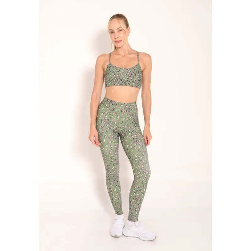 Calça Legging Feminino 7/8 - Green Leopard - M - green-leopard