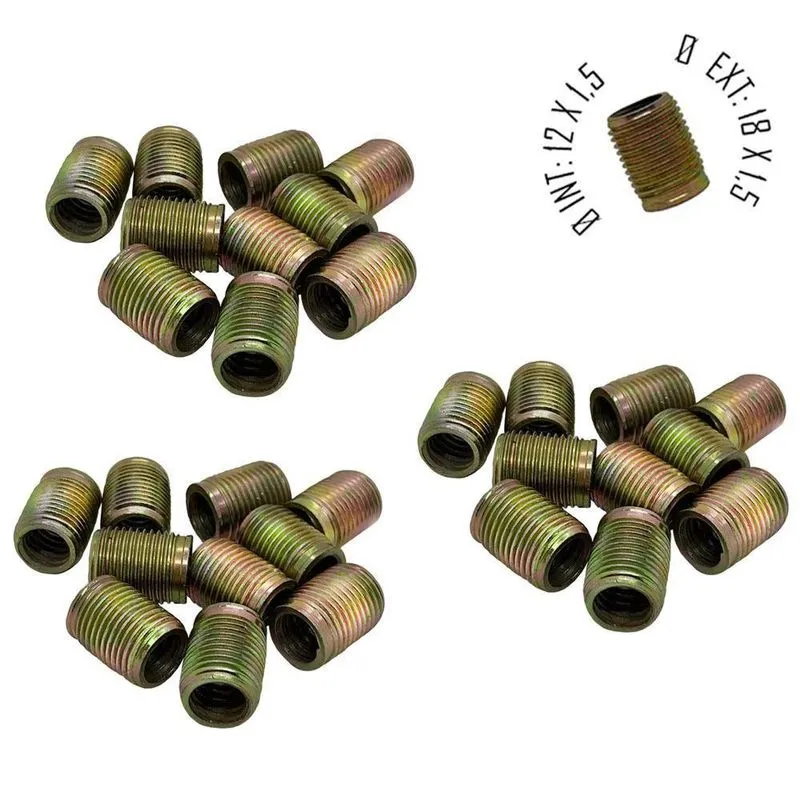 Rosca Postiça Bucha Roscada - M12x1,5 - M18x1,5 - 30 Pçs