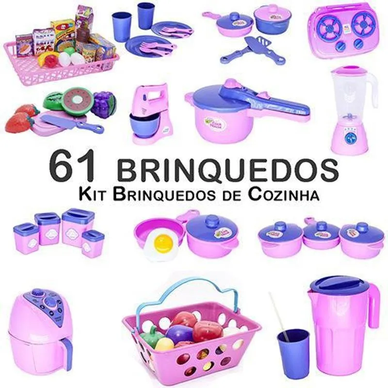 Kit Cozinha Panela Mercado Batedeira Fogão Air Fryer 61p