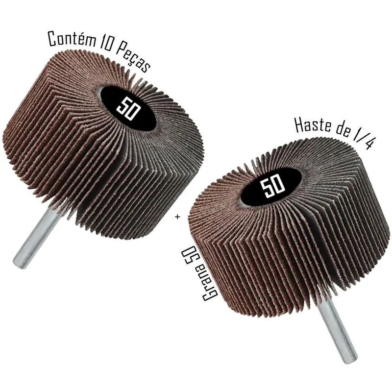 Lixa Rotativa Med. 25 X 20mm Haste 1/4 - Grana 50 - 10 Peças