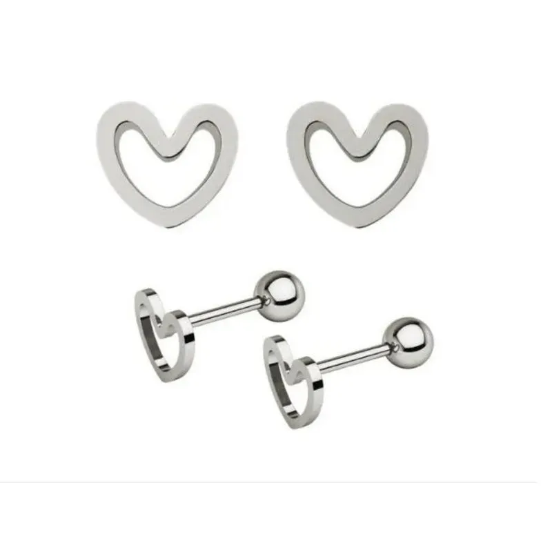 Piercing Tragus Cartilagem Aço 316l Coração Vazado