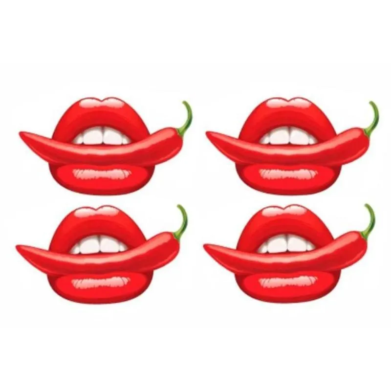 Tatuagem Temporária Boca Sexy Pimenta Vermelha 10x6 Cm