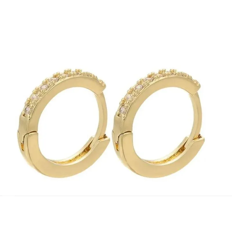 Par Brinco Argola Pedra Strass Folheado Prata Ouro 10 Mm