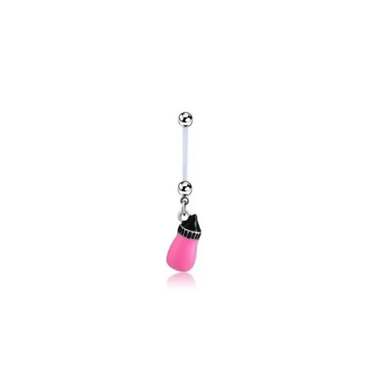 Piercing De Umbigo Flexível Gestante Menina Rosa