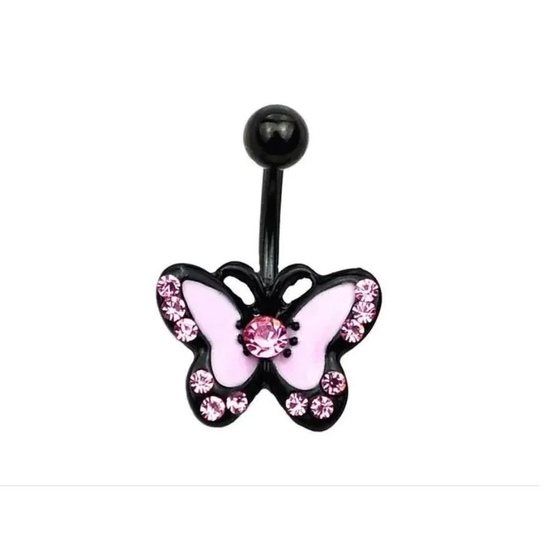 Piercing Umbigo Borboleta Com Haste Em Aço Cirúrgico