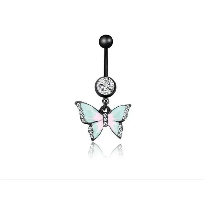 Piercing Umbigo Borboleta Com Haste Em Aço Cirúrgico