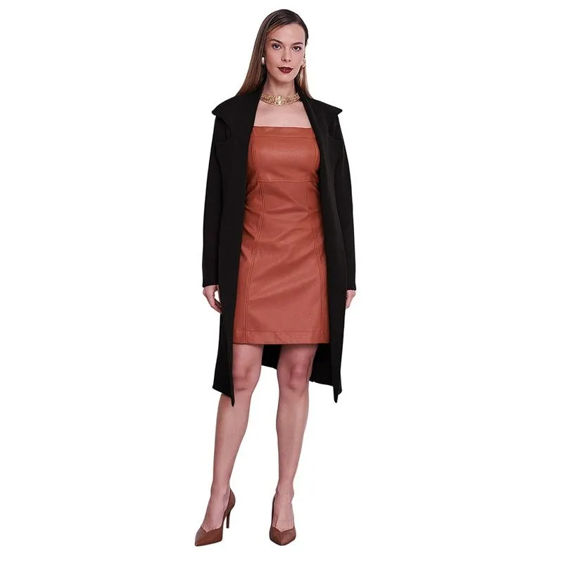 Casaco Ilicito Trench Coat Tricot Preto Feminino U / Preto
