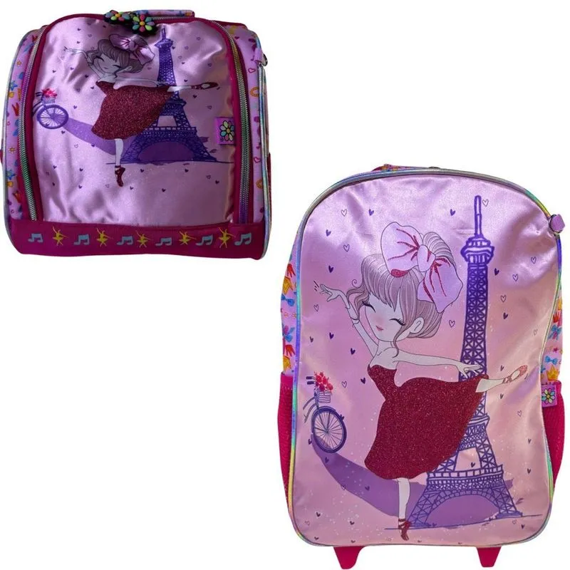 Mochila Rodinha + Lancheira Happy Girl Chenson Tm: Media