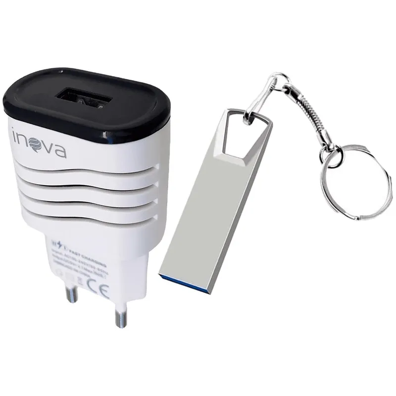 Carregador Fonte Celular Pendrive 16gb Classe 10 Metal