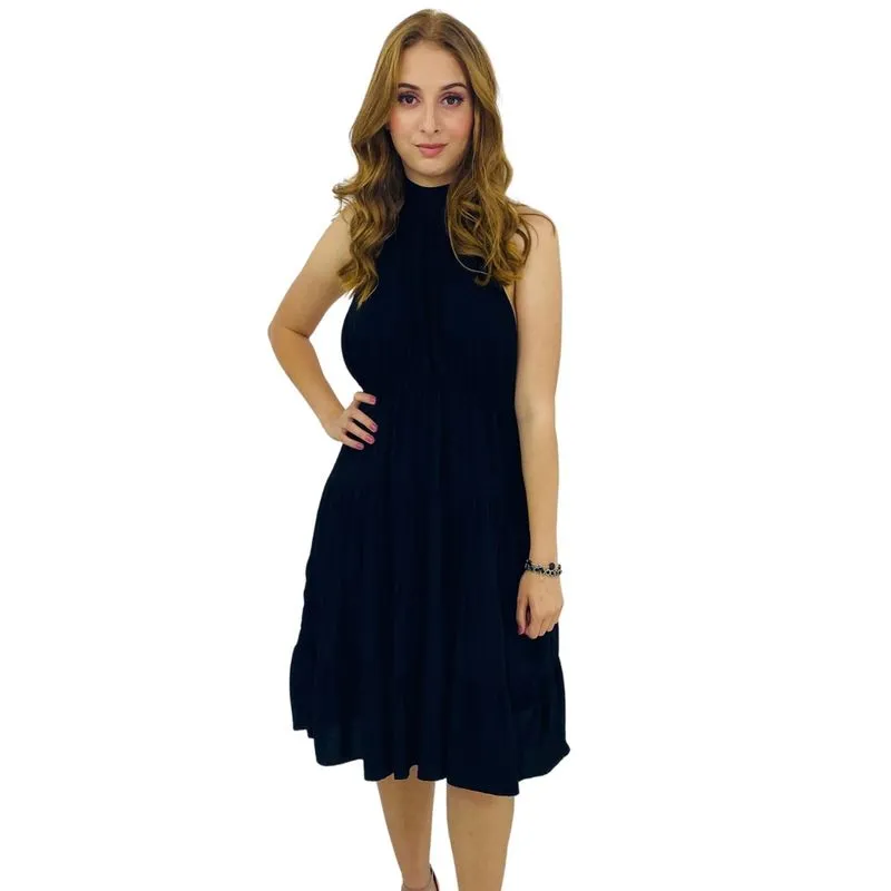 Vestido em camadas curto preto lorena feminino