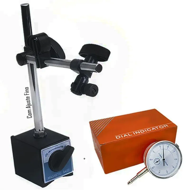 Base Magnética Com Ajuste Fino + Relógio Comparador - Kit