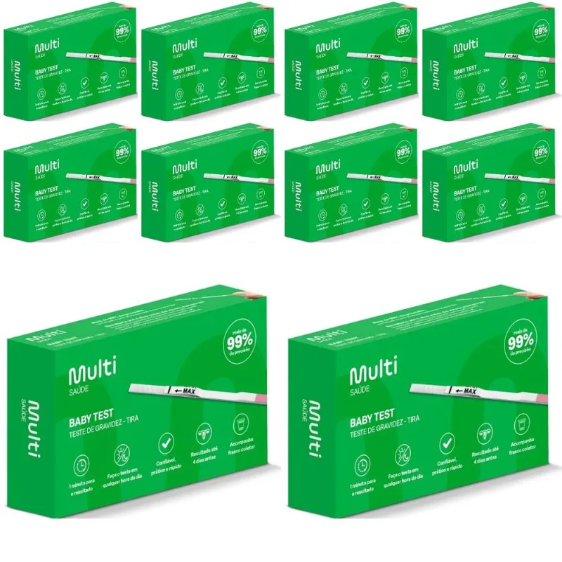 10 Testes De Gravidez Em Tira Com Frasco Coletor Baby Test Multi Saúde HC364