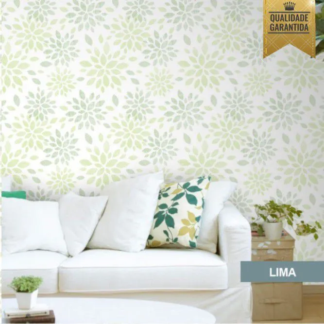 Papel de parede floral verde lima