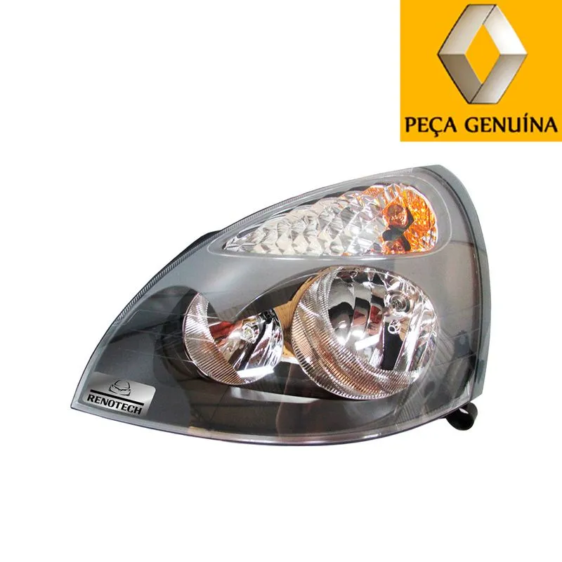 7701057654 - FAROL ESQUERDO MÁSCARA CINZA ORIGINAL - CLIO II 2006 - CLIO II