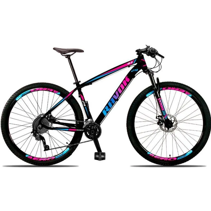 Bicicleta Bike Aro 29 Alumínio 21 Velocidades Shimano Suspensão Freio A Disco Cor: Azul E Rosa Tam: 17