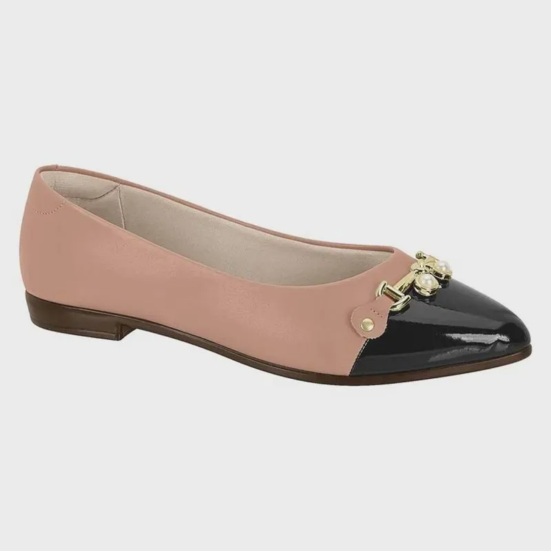 Sapatilha Feminina Bico Fino Nude Preto Beira Rio 4136.397