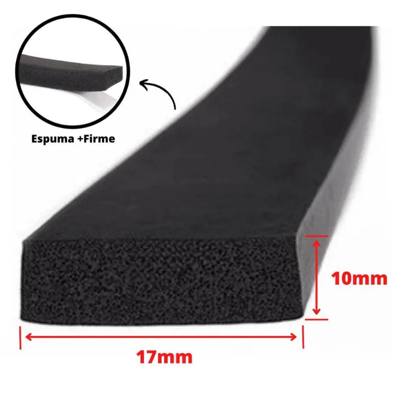 Espuma Fita Adesiva Eva Borracha Vedação E = 10Mmx10 Mts Preta