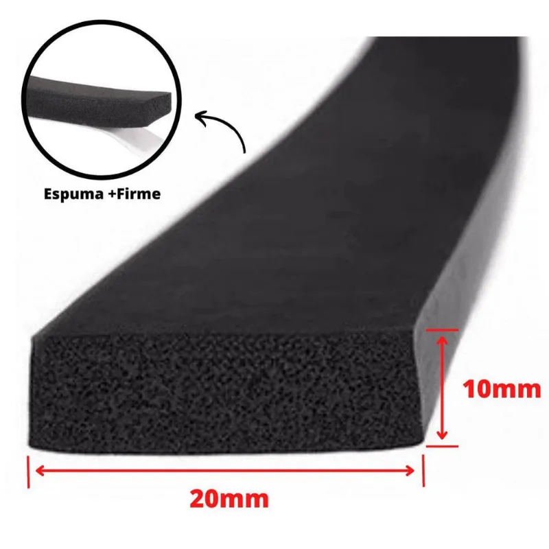 Espuma Fita Adesiva Eva Borracha Vedação E = 10Mmx10 Mts Preta