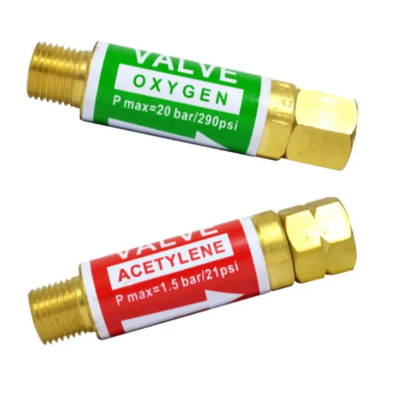 Kit - Válvula Corta Chama - Oxigênio / Maçarico - mo + Válvula Corta Chama - Acetileno / Maçarico - mg - Galzer