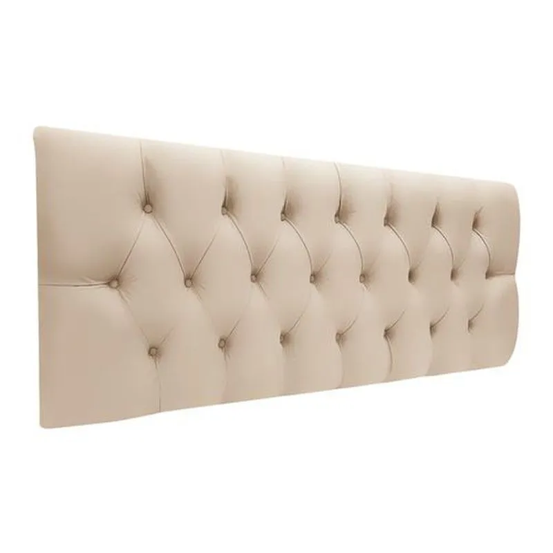 Cabeceira Box Shop Paris Queen 1,60m Painel Em Couro Sintético Bege