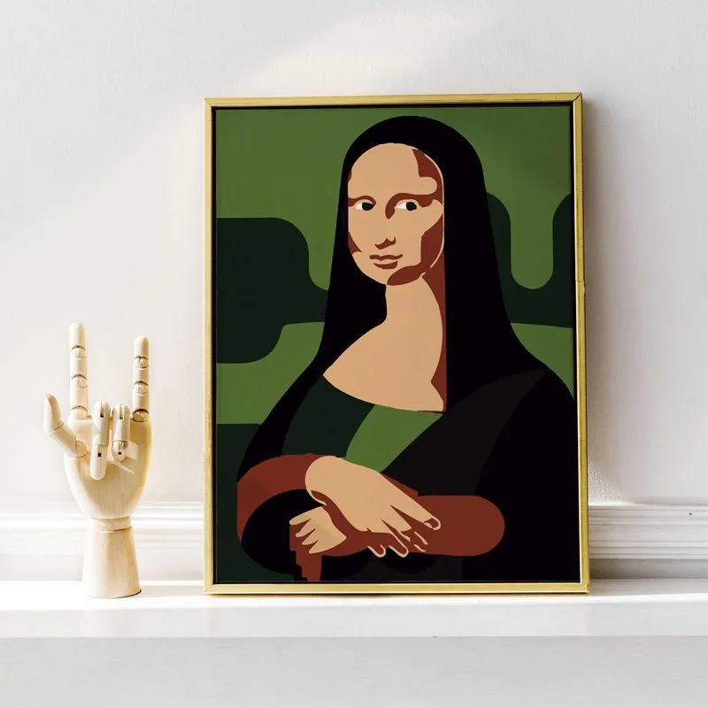 Kit Pintura Numerada - Monalisa - Tela + Pincéis + Tintas