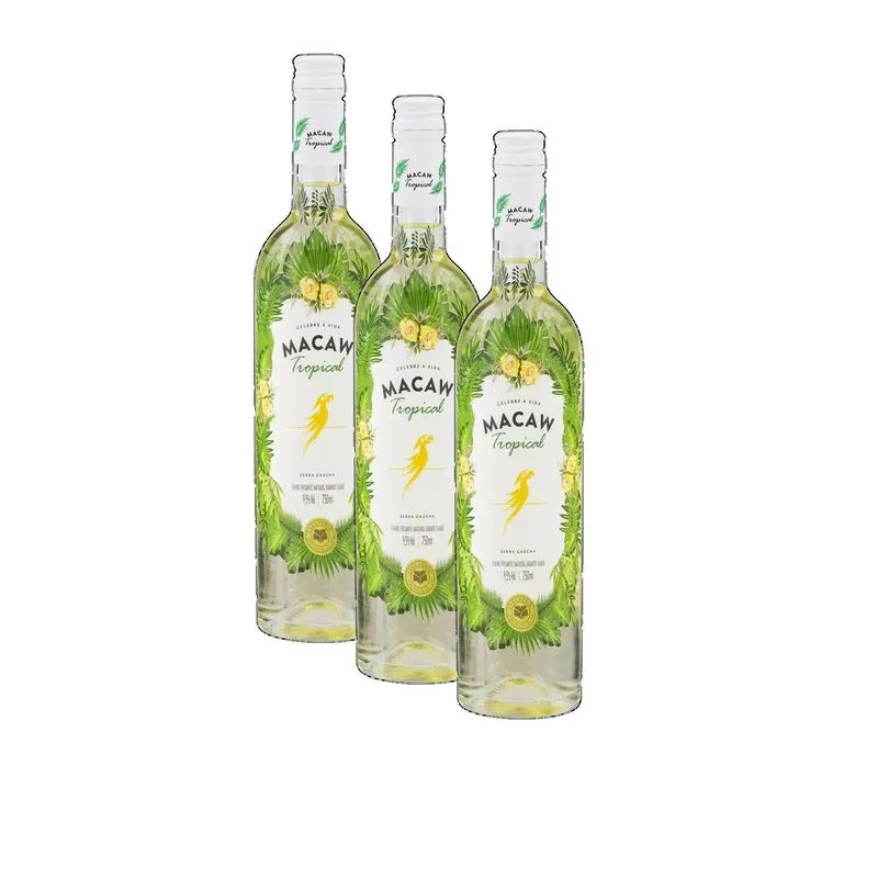 Kit 3 Vinho Macaw Frisante Tropical Branco Casa Perini 750ml