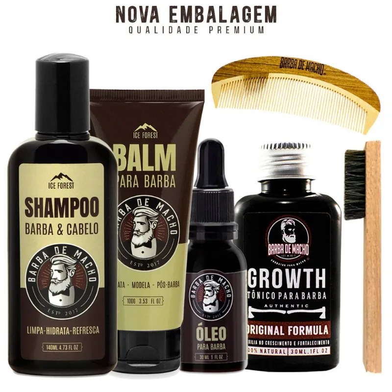 Produtos Básico de Barba Shampoo Balm Óleo Tonico + Pente