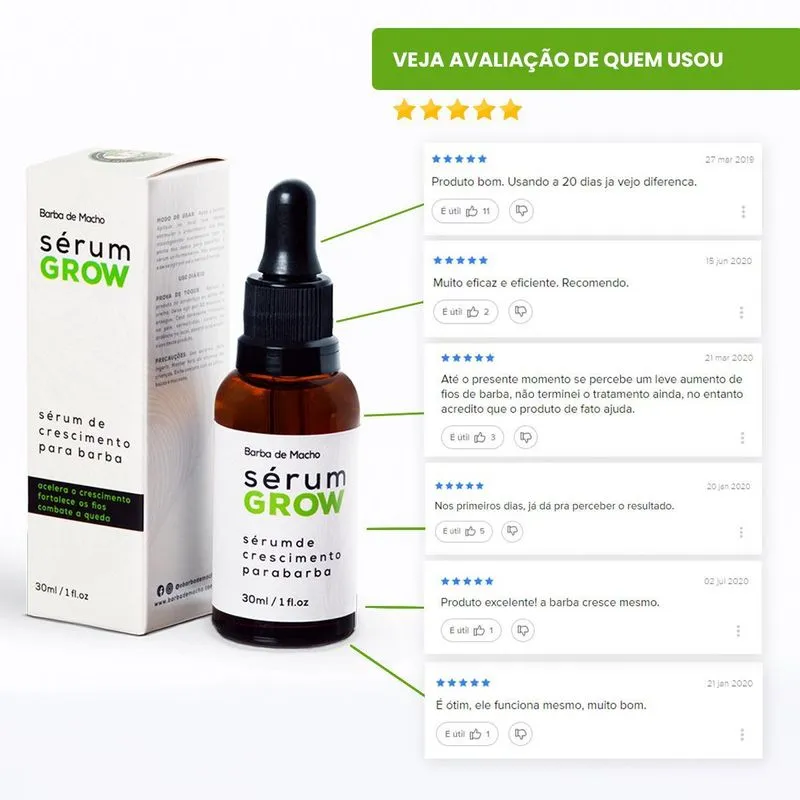 Kit Sérum Grow Especial 3 Meses Cresce Preenche Falhas Barba