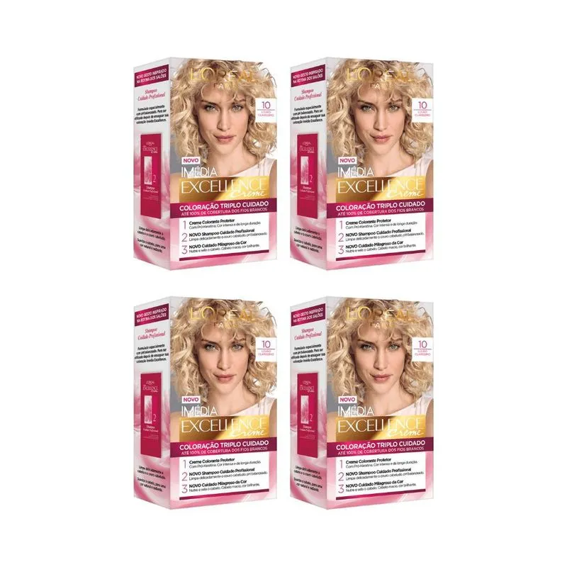 Coloraçao Imedia 10 Louro Clarissimo-Kit C/4un