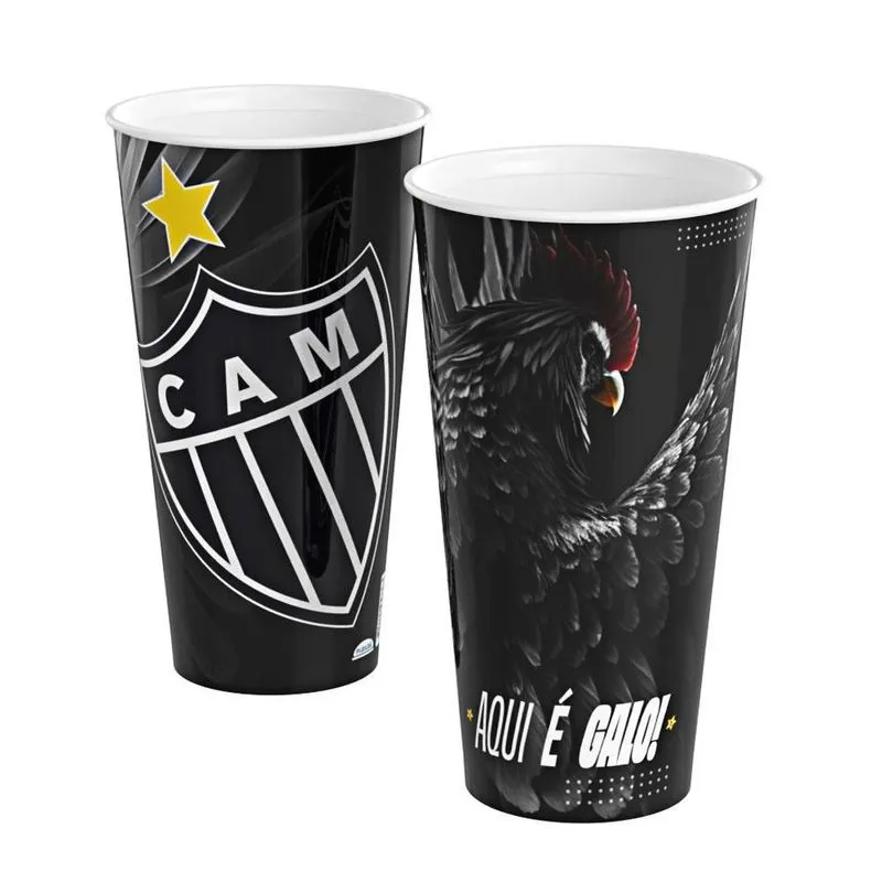 Kit 3 Copos Atlético Mineiro Galo 700ml Plástico Grande