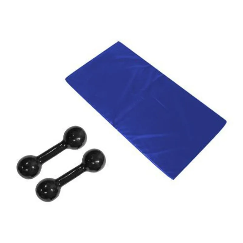 Kit Colchonete Azul + Par Halter Bola Emborrachado 1kg 1fit