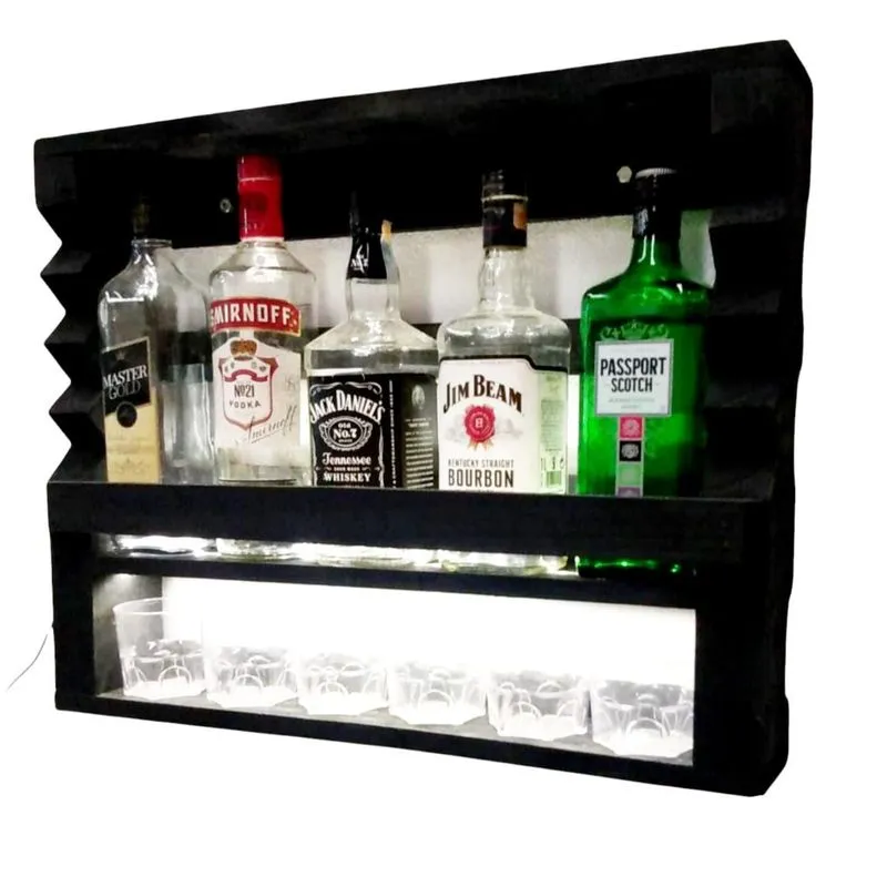 Barzinho Adega Bar De Parede Para 6 Garrafas Com Led Branco