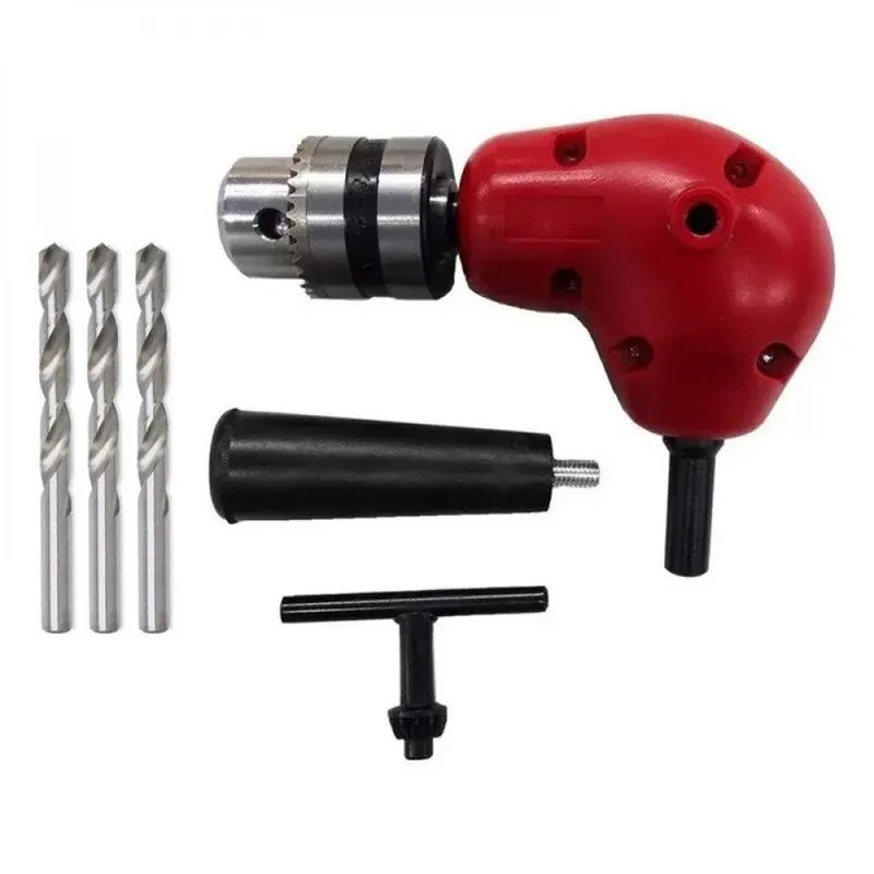 Mandril Angular 90 Graus Med. 3/8 + Broca 5,0mm - 4 Peças