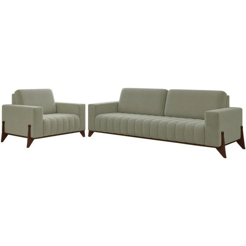 Kit Sofa 189 Cm E Poltrona Decorativa Veron Veludo Sl 940 Moll Sl 940