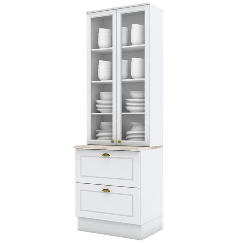 Cristaleira 2 Portas 2 Gavetas Nova Ci357 Branco