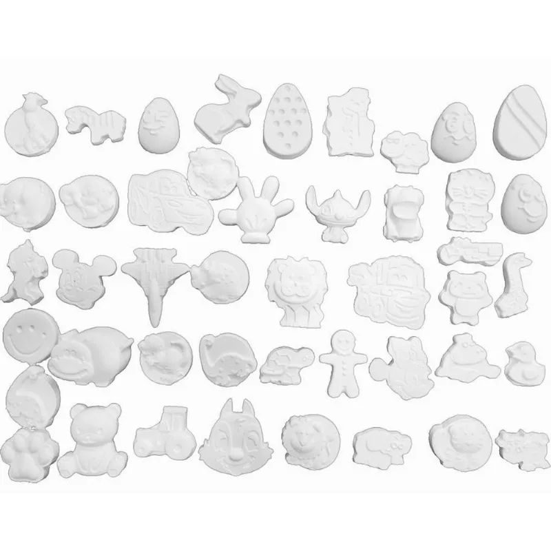 Kit 120 Pcs Animais Safari Gesso Cru Decorar/colorir