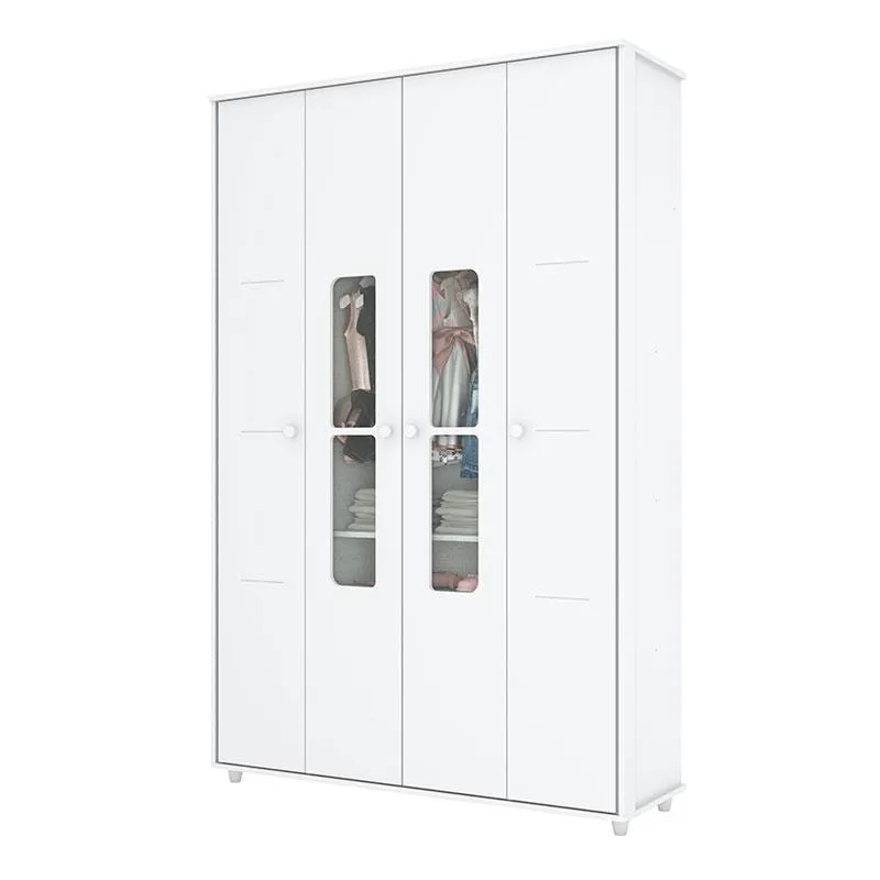 Guarda Roupa Infantil Pula-Pula 4 Portas Branco – Henn