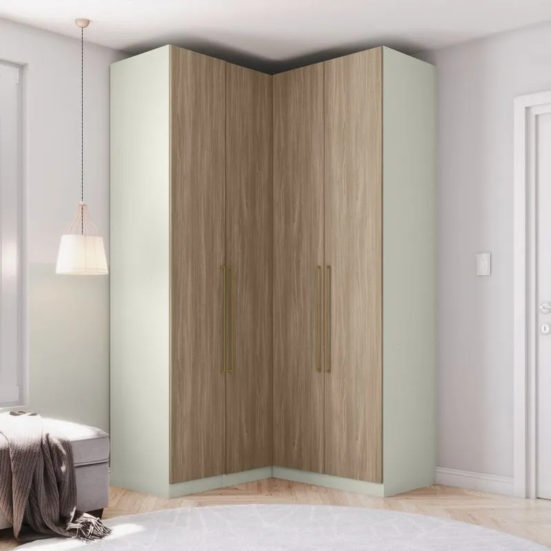 Guarda Roupa Modulado De Canto 4 Portas 3 Gavetas Seletto Henn