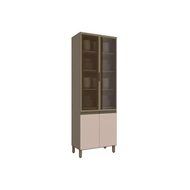 Armário Cristaleira Henn Connect 71,5cm Duna/Cristal