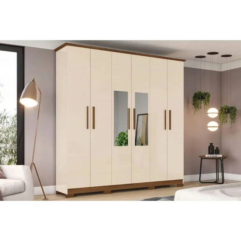 Guarda Roupa 6 Portas 2 Esp C/pés Cover Henn Off White