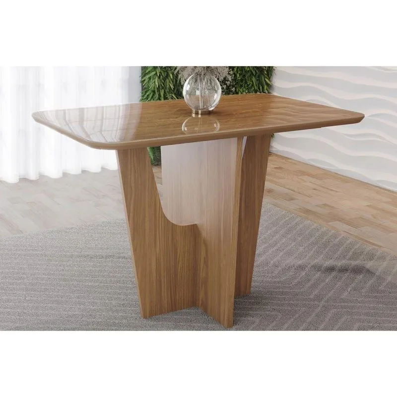 Mesa Cozinha Vértice Madeirado/vidro 120cm Nature Henn
