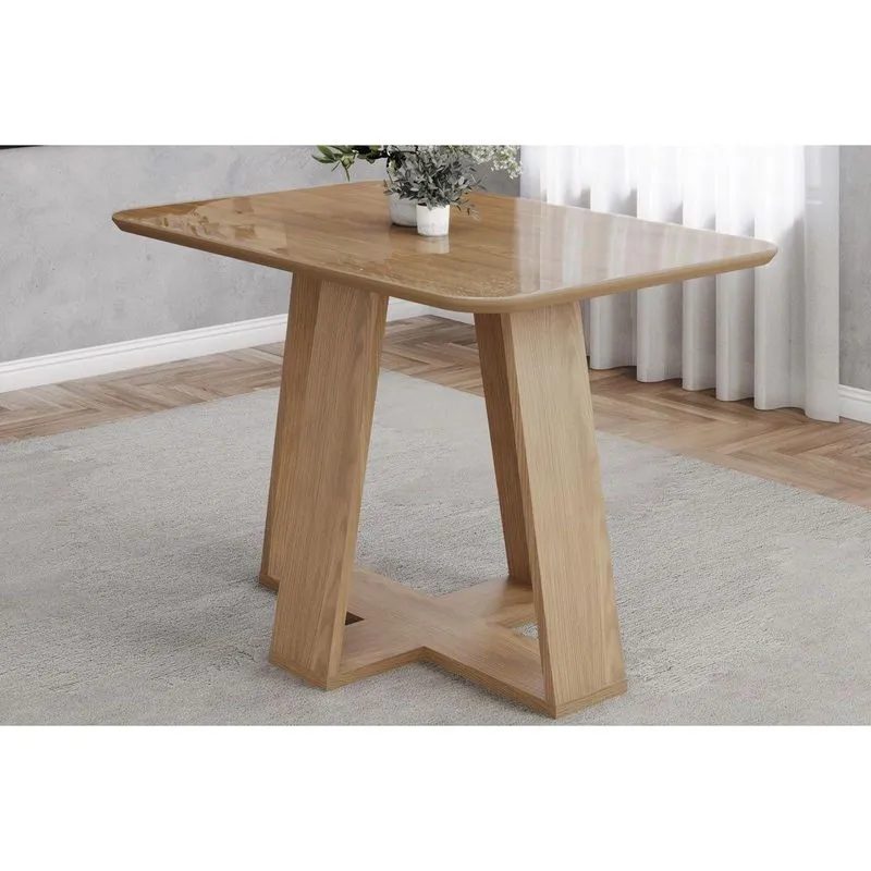 Mesa Cozinha Lins Madeirado/vidro 120cm Nature Henn