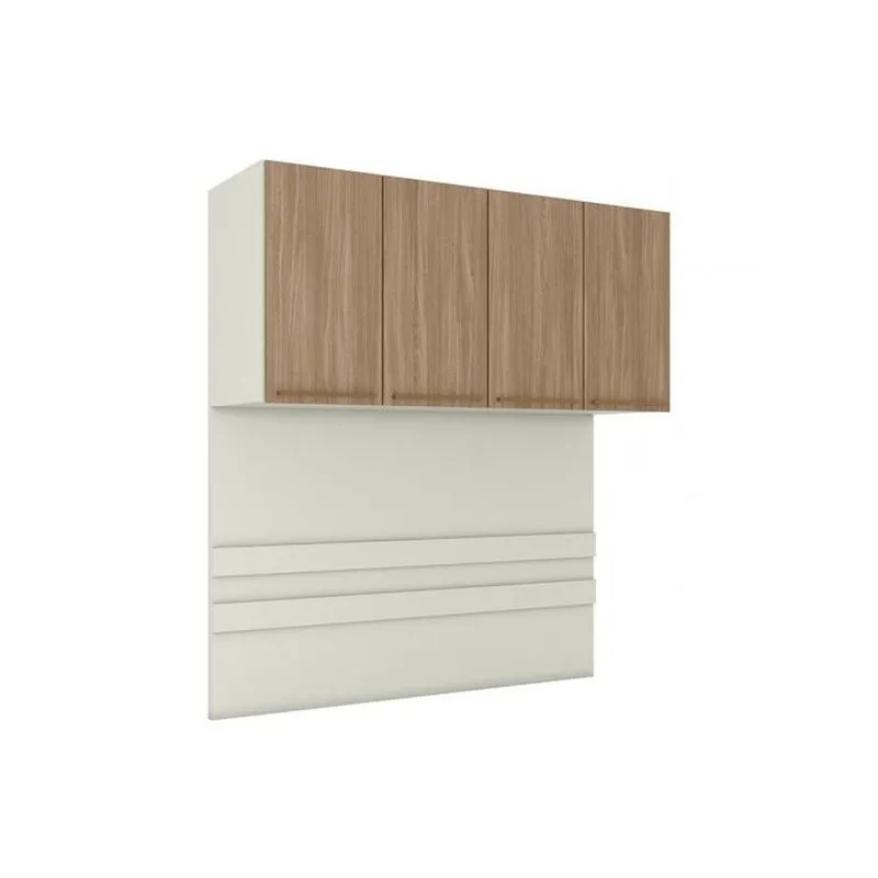 Módulo de Quarto Casal Armário Ponte Aéreo MC11 Seletto c/ 4 Portas Areia/Jequitibá - Henn