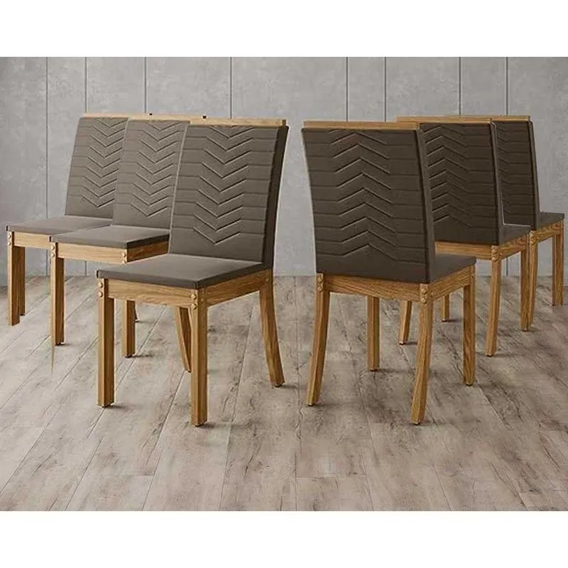 Kit 6 Cadeiras De Cozinha Isa 6 Un Nature/suede Marrom - Henn