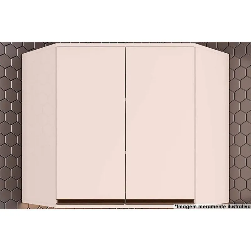 Armário Aéreo Cozinha Modulado Connect Canto Oblíquo c/ 2 Portas 80x83cm Off White - Henn